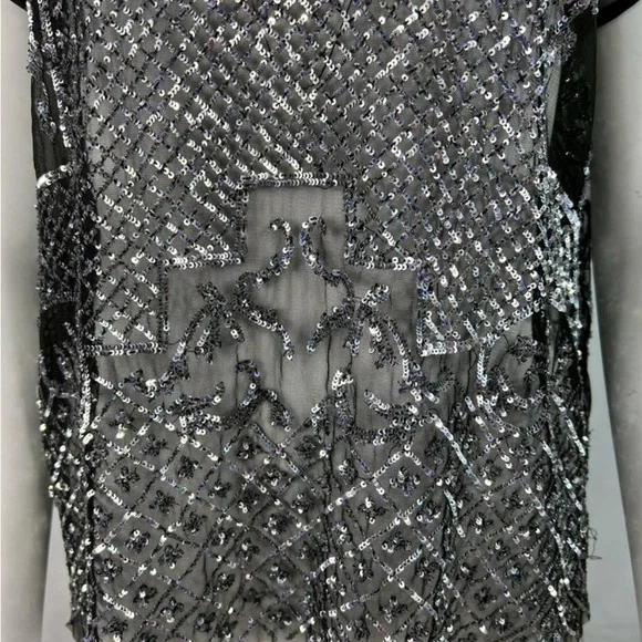 RARE Couture Libertine Embellished Black Sequin Top L - Picture 5 of 13